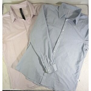 Lot Of 2 Men's Lululemon new venture Pink & Blue long-sleeve shirts Xl